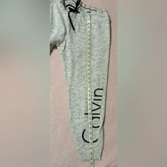 Calvin Klein Light Heather Grey Drawstring Waist Joggers - M - Picture 8 of 8